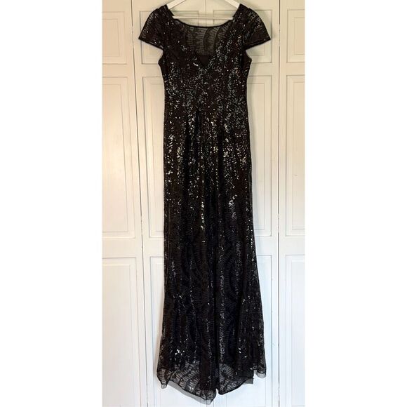Calvin Klein black sequin cap sleeve maxi dress size 6 - Picture 12 of 14